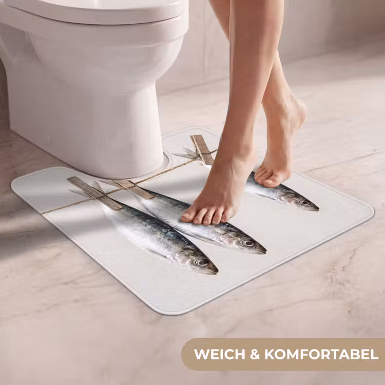 WC Vorleger - Fisch – Hängend – Essen - Vis - Hangend - Eten WCmat U-uitsnede middel