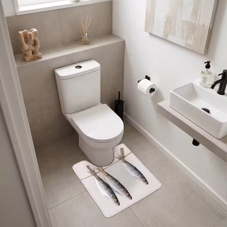 WC Vorleger - Fisch – Hängend – Essen - Vis - Hangend - Eten WCmat U-uitsnede middel