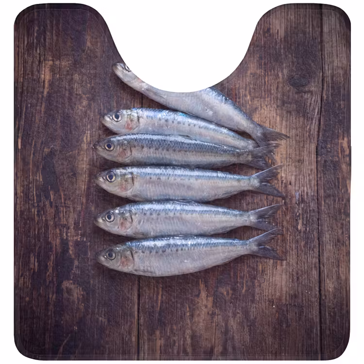 WC Vorleger - Fisch – Holz – Essen - Vis - Hout - Eten WCmat U-uitsnede middel