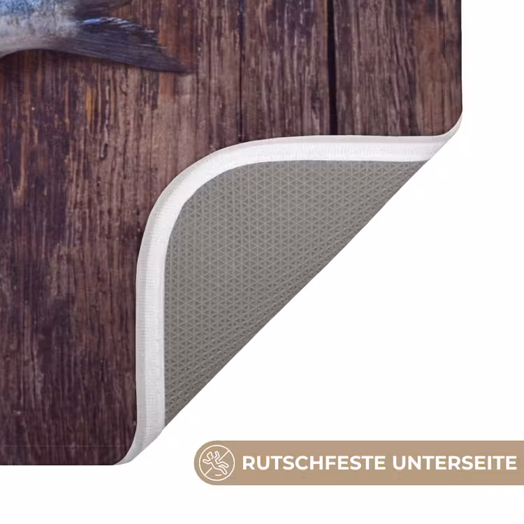 WC Vorleger - Fisch – Holz – Essen - Vis - Hout - Eten WCmat U-uitsnede middel