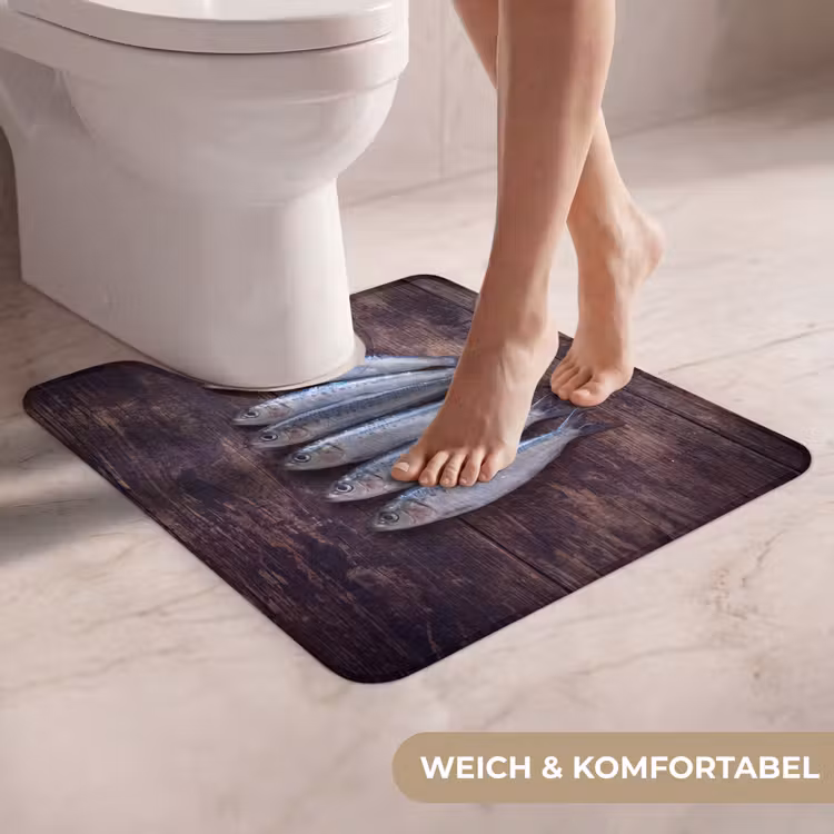 WC Vorleger - Fisch – Holz – Essen - Vis - Hout - Eten WCmat U-uitsnede middel