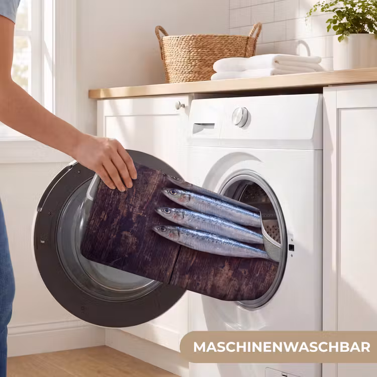WC Vorleger - Fisch – Holz – Essen - Vis - Hout - Eten WCmat U-uitsnede middel