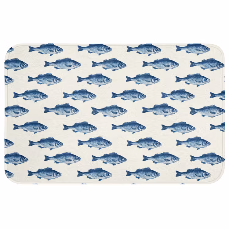 Vis - Patroon - Blauw WCmat middel 1009 -3d