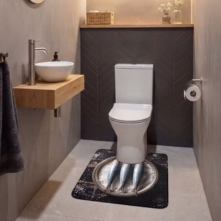 WC Vorleger - Fisch – Salz – Essen - Vis - Zout - Eten WCmat U-uitsnede middel