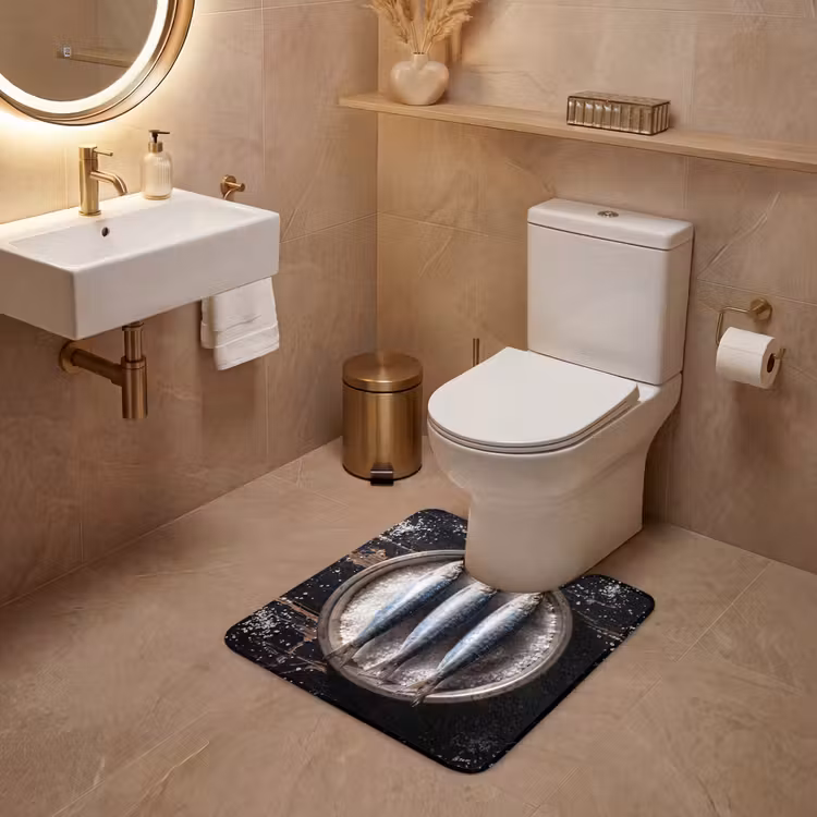 WC Vorleger - Fisch – Salz – Essen - Vis - Zout - Eten WCmat U-uitsnede middel