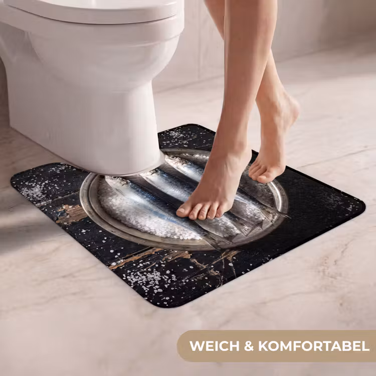 WC Vorleger - Fisch – Salz – Essen - Vis - Zout - Eten WCmat U-uitsnede middel