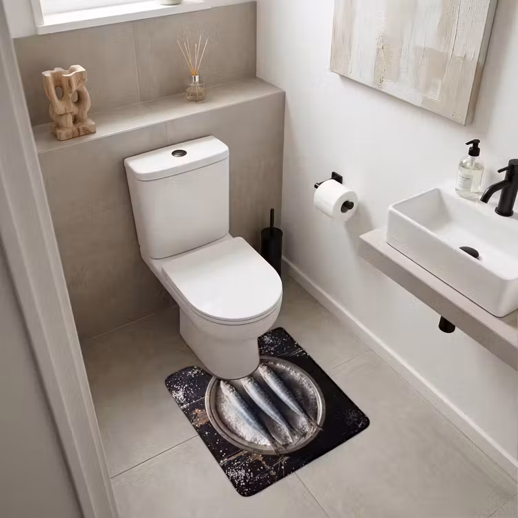 WC Vorleger - Fisch – Salz – Essen - Vis - Zout - Eten WCmat U-uitsnede middel