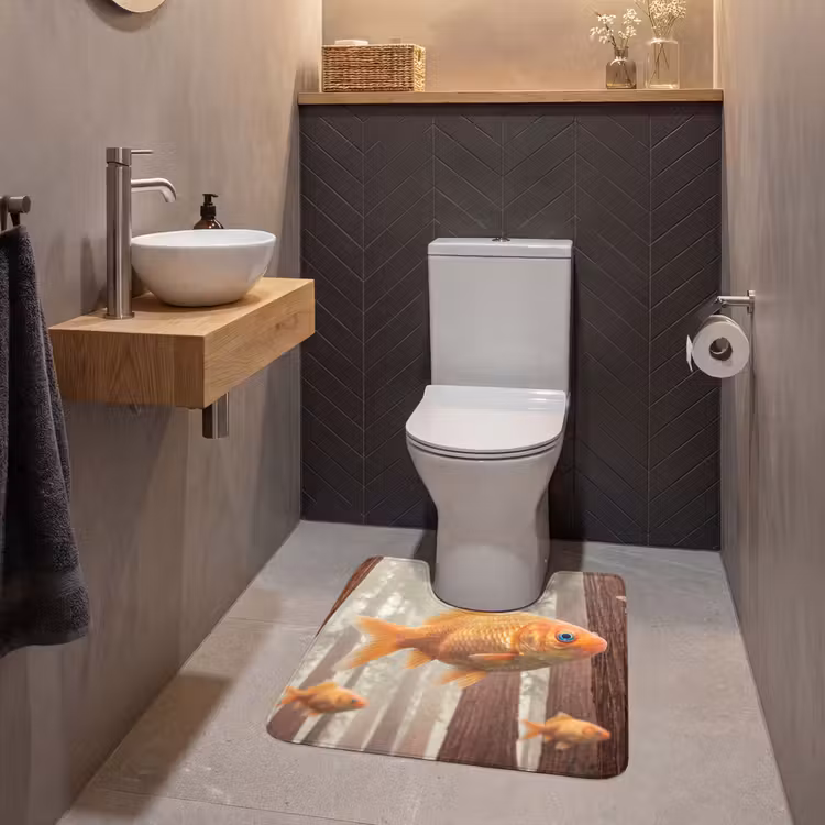 WC Vorleger - Fisch – Wald – Fantasie - Vis - Bos - Fantasie WCmat U-uitsnede middel