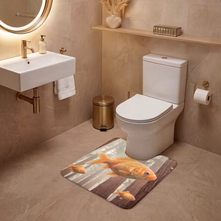 WC Vorleger - Fisch – Wald – Fantasie - Vis - Bos - Fantasie WCmat U-uitsnede middel