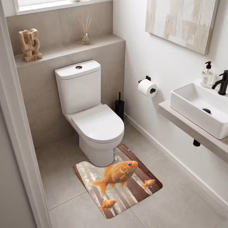 WC Vorleger - Fisch – Wald – Fantasie - Vis - Bos - Fantasie WCmat U-uitsnede middel