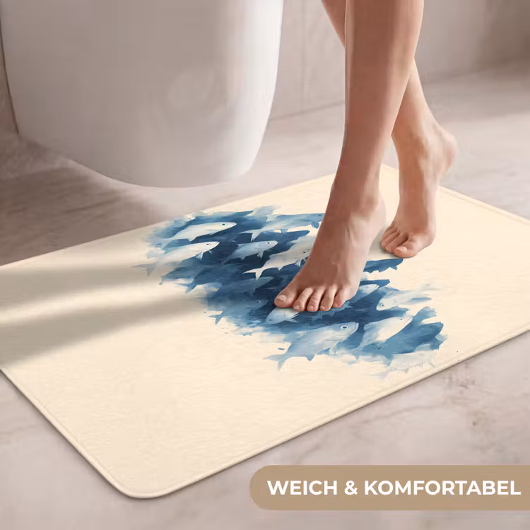 Vissen - Minimalistisch - Blauw WCmat middel -USP_ZachtDE
