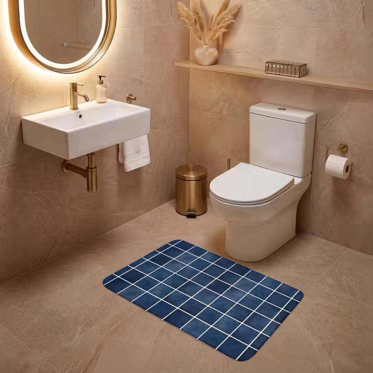 Tegel - Modern - Blauw WCmat middel 1009 -sfeer3