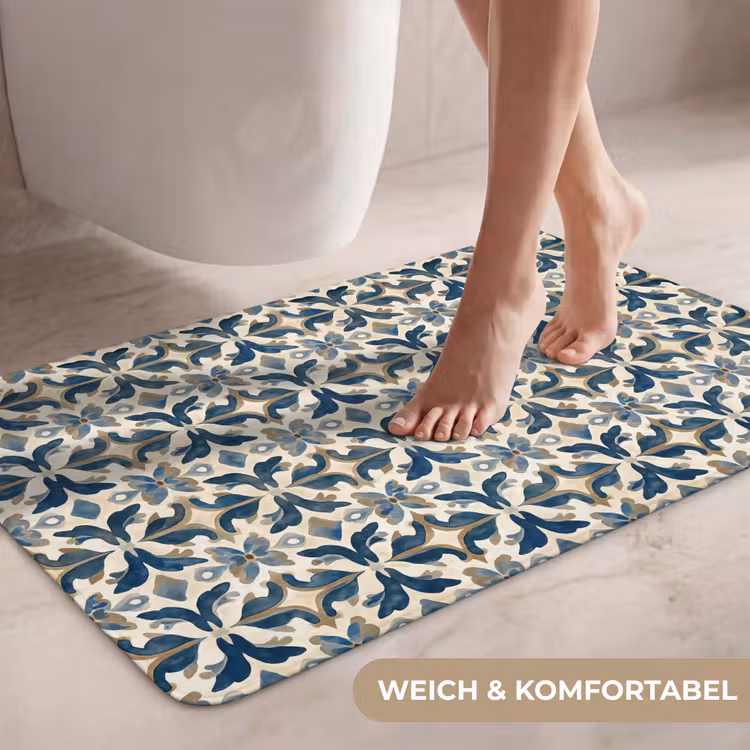 Tegel - Patroon - Blauw - Beige WCmat middel 1009 -USP_ZachtDE