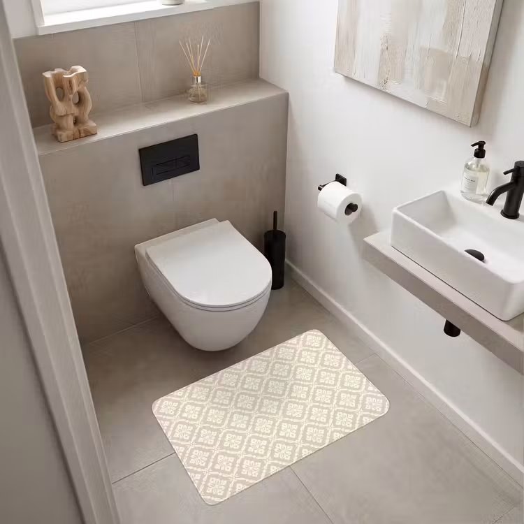 Floraal - Ornament - Beige WCmat middel 1009 -sfeer1
