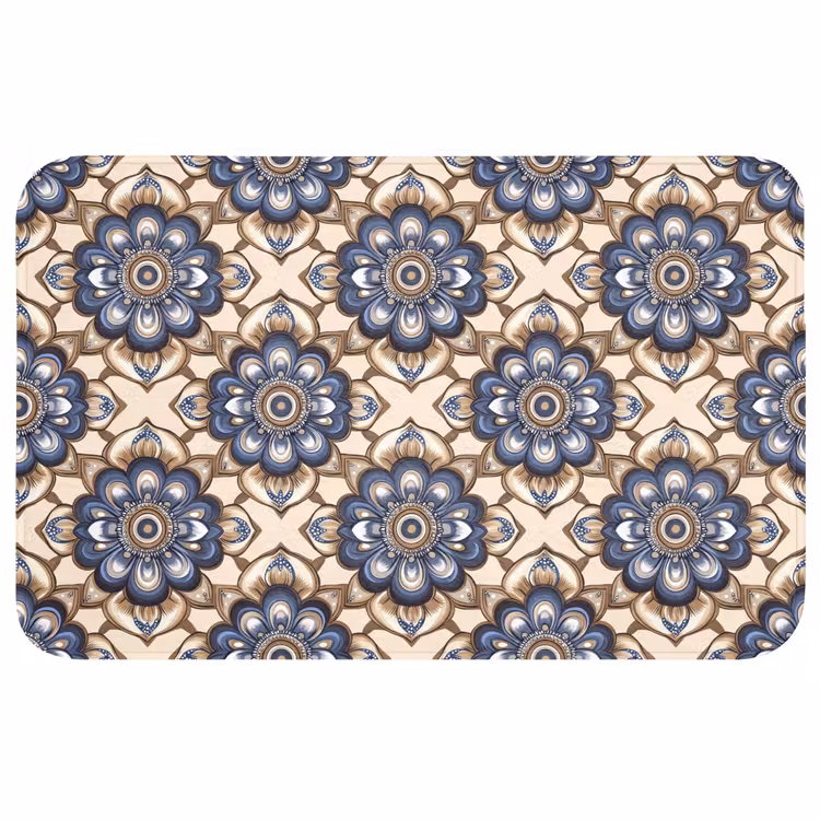 Floraal - Ornament - Blauw WCmat middel 1009 -3d