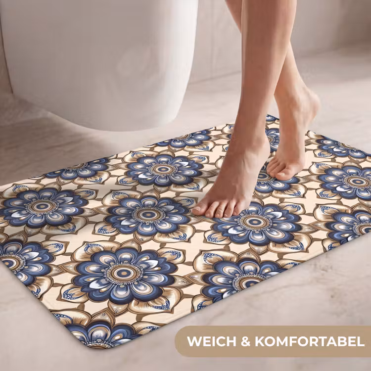 Floraal - Ornament - Blauw WCmat middel 1009 -USP_ZachtDE