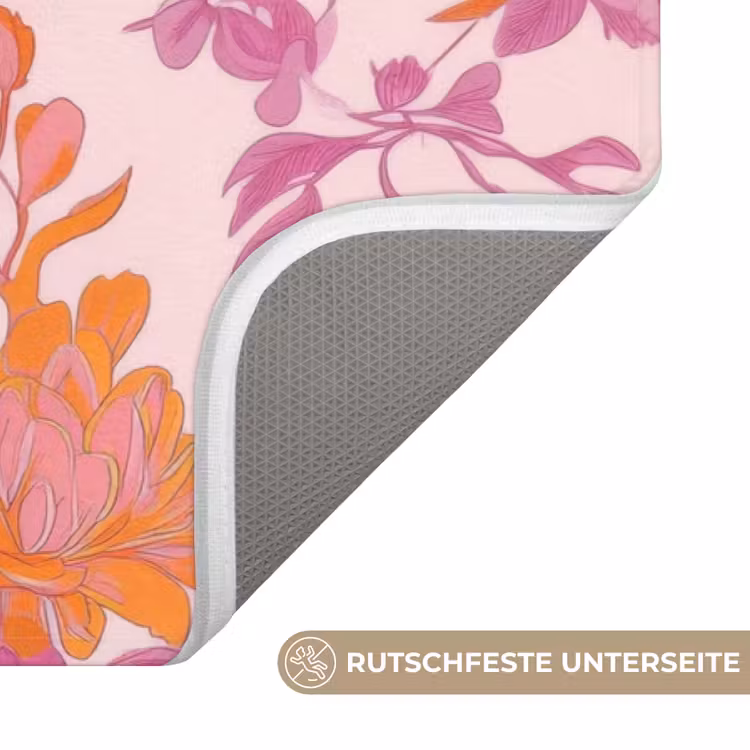 Bloemenpatroon - Roze - Oranje - Bloemen WCmat middel -USP_AntislipDE
