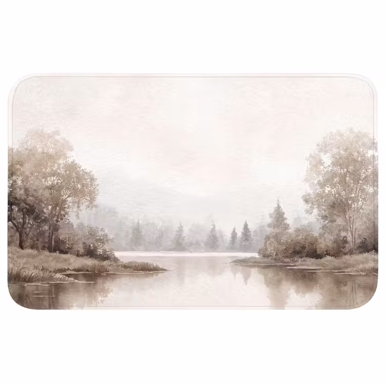 Rivierlandschap - Minimalistisch - Aardetinten WCmat middel -3d