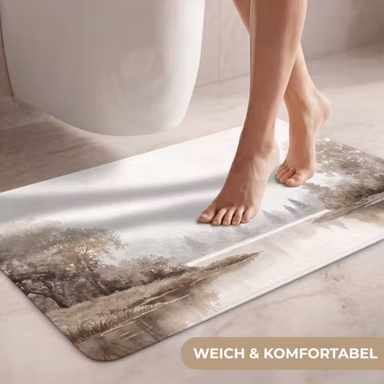 Rivierlandschap - Minimalistisch - Aardetinten WCmat middel -USP_ZachtDE