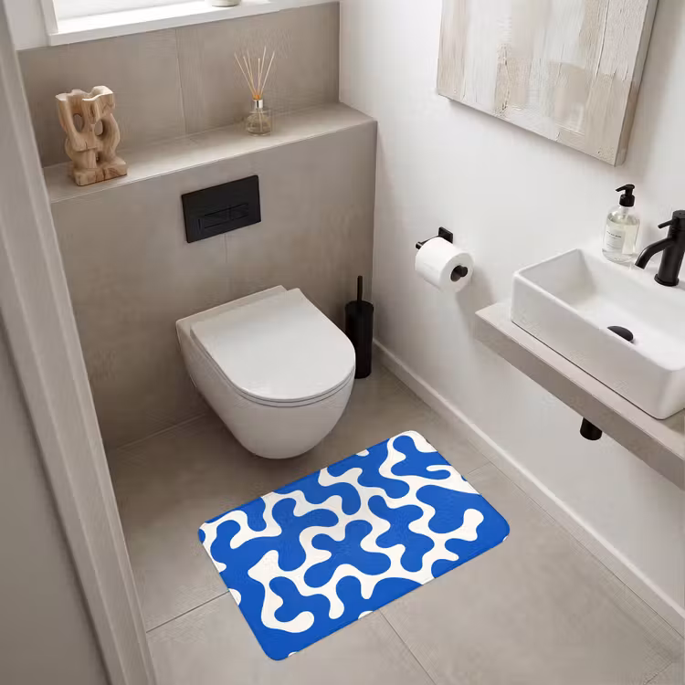 Vormen - Abstract - Blauw - Golven WCmat middel -sfeer1