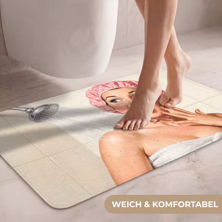 Vrouw - Douche - Roze WCmat middel -USP_ZachtDE