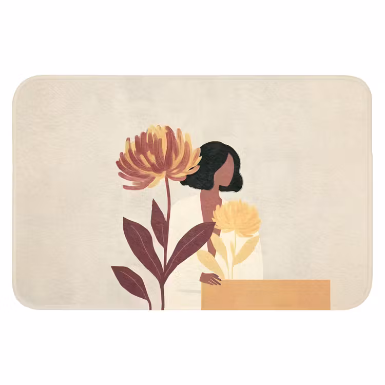Vrouw - Minimalistisch - Bloem WCmat klein -3d