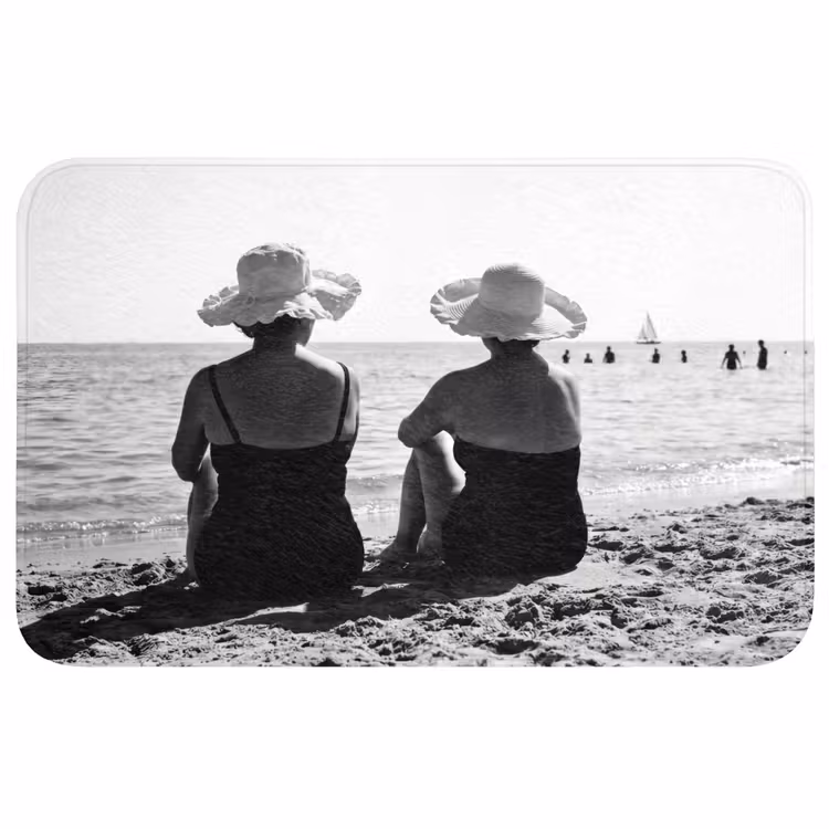 Vrouwen - Zonnehoed - Strand - Zwart - Wit WCmat middel -3d