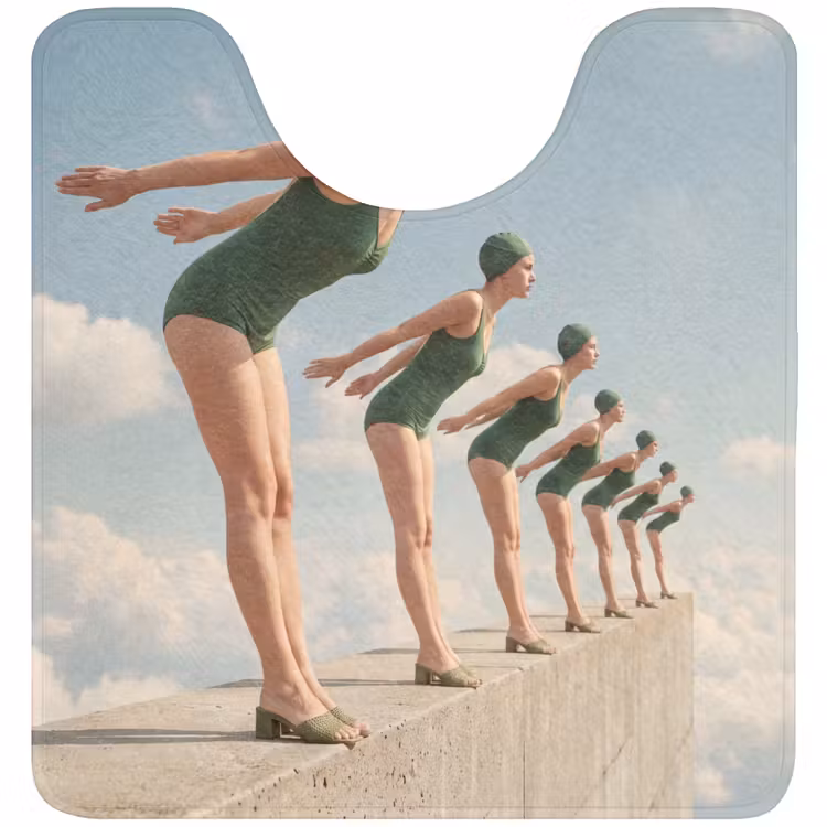 WC Vorleger - Frauen – Tauchhaltung – Wolken - Vrouwen - Duikhouding - Wolken WCmat U-uitsnede middel