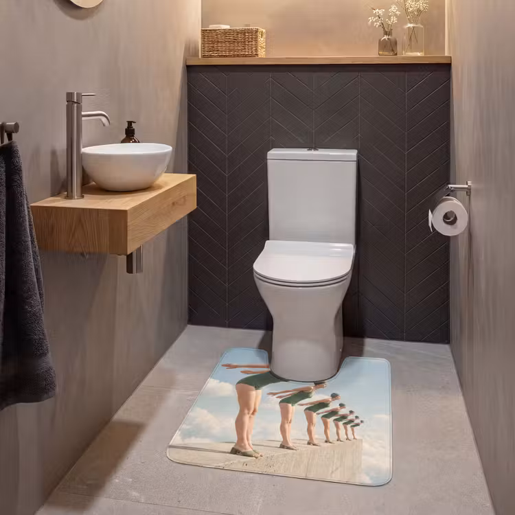WC Vorleger - Frauen – Tauchhaltung – Wolken - Vrouwen - Duikhouding - Wolken WCmat U-uitsnede middel