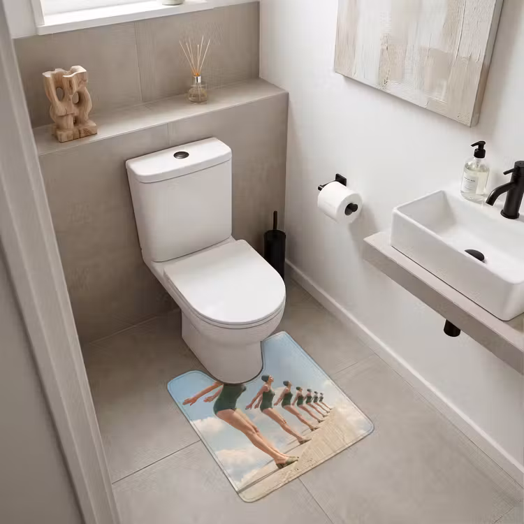 WC Vorleger - Frauen – Tauchhaltung – Wolken - Vrouwen - Duikhouding - Wolken WCmat U-uitsnede middel