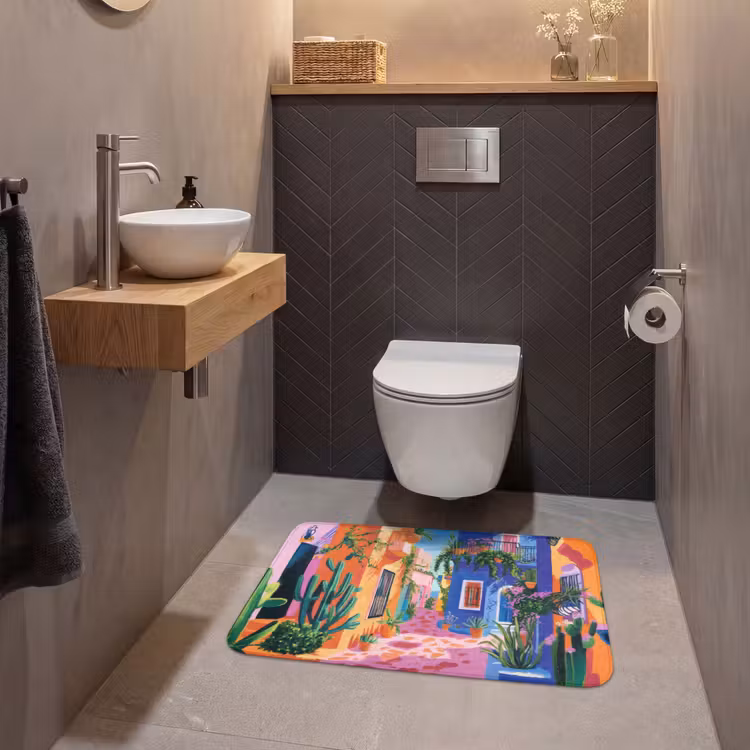 Geel - Blauw - Oranje - Huis WCmat middel -sfeer2