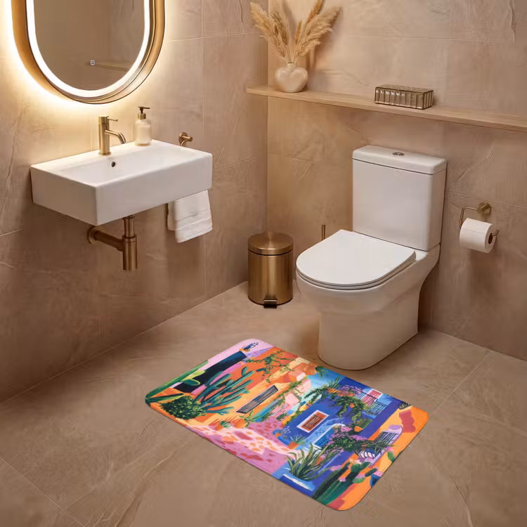 Geel - Blauw - Oranje - Huis WCmat middel -sfeer3