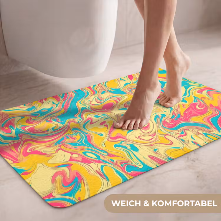 Geel - Roze - Blauw - Retro WCmat middel -USP_ZachtDE