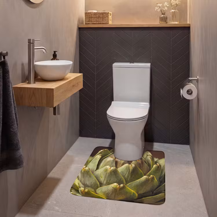WC Vorleger - Gemüse – Artischocke – Grün - Groente - Artisjok - Groen WCmat U-uitsnede middel