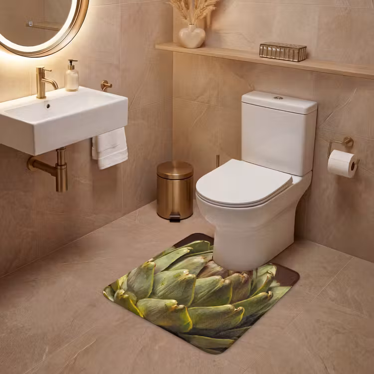 WC Vorleger - Gemüse – Artischocke – Grün - Groente - Artisjok - Groen WCmat U-uitsnede middel