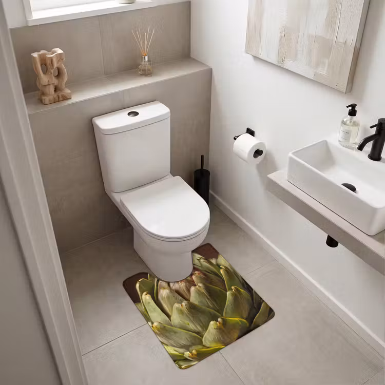 WC Vorleger - Gemüse – Artischocke – Grün - Groente - Artisjok - Groen WCmat U-uitsnede middel