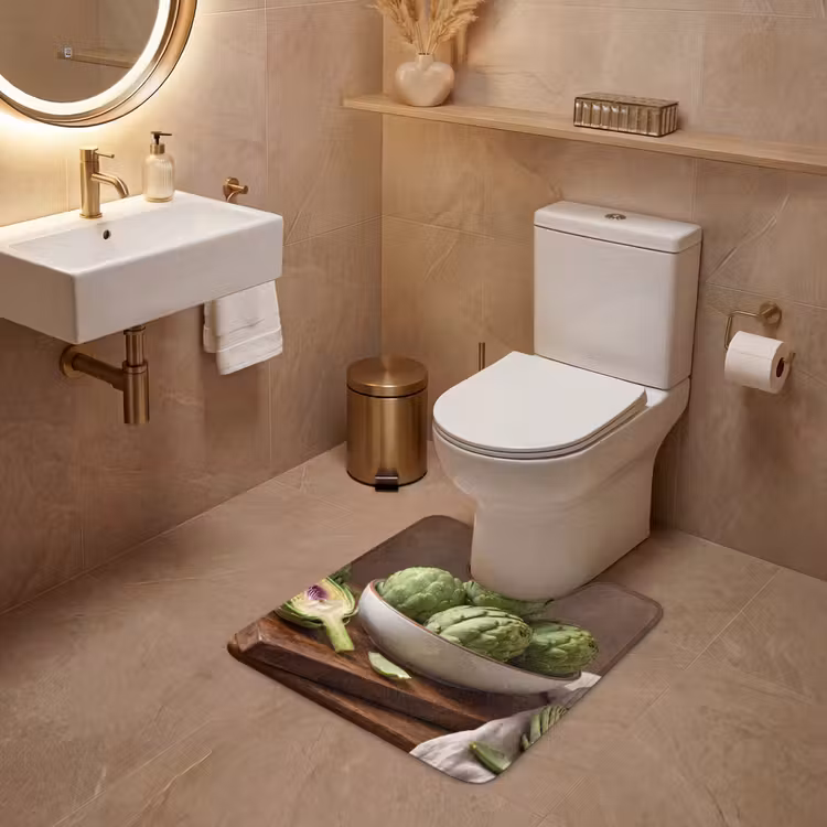 WC Vorleger - Gemüse – Artischocke – Küche - Groenten - Artisjok - Keuken WCmat U-uitsnede middel