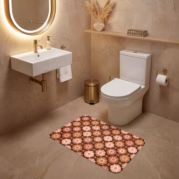 Geometrisch - Bloemen - Kleurrijk WCmat middel 1009 -sfeer3