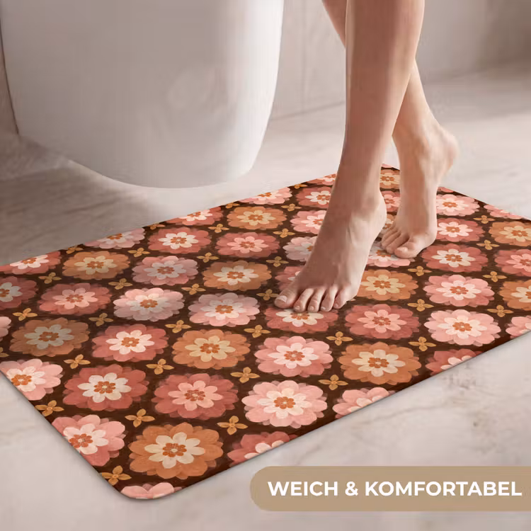 Geometrisch - Bloemen - Kleurrijk WCmat middel 1009 -USP_ZachtDE