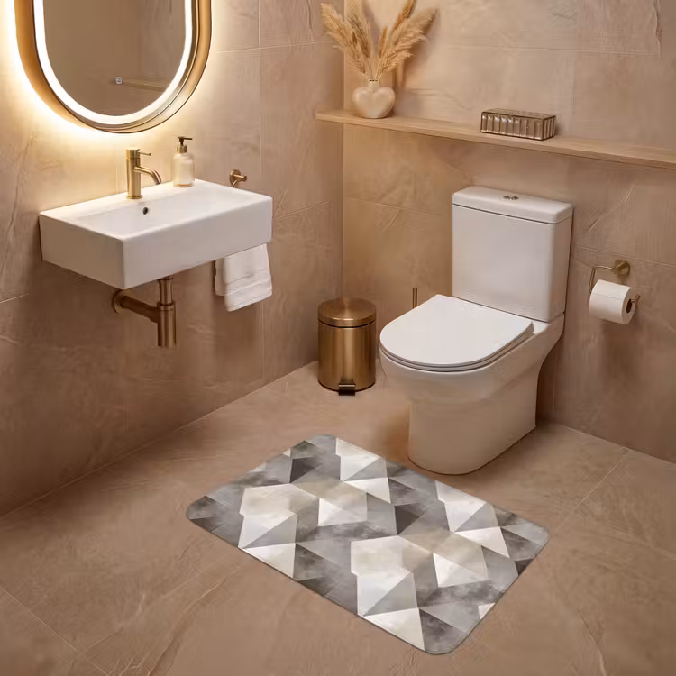 Geometrisch - Motief - Aardetinten WCmat middel 1009 -sfeer3