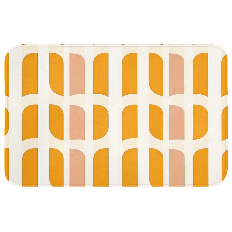Geometrisch - Patroon - Geel - Roze WCmat middel 1009 -3d