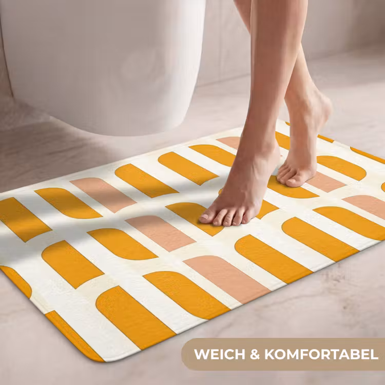 Geometrisch - Patroon - Geel - Roze WCmat middel 1009 -USP_ZachtDE