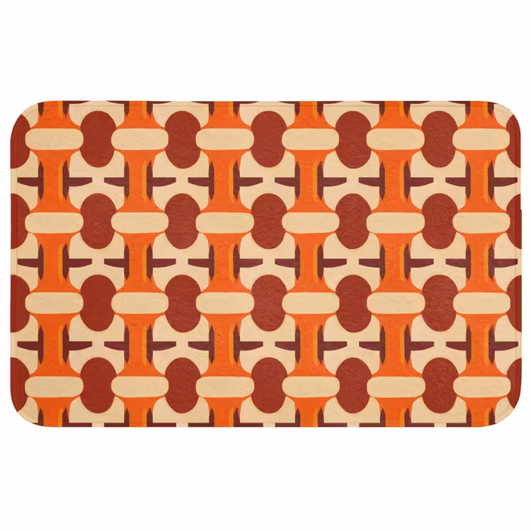 Geometrisch - Retro - Oranje WCmat middel 1009 -3d
