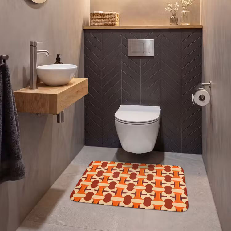 Geometrisch - Retro - Oranje WCmat middel 1009 -sfeer2