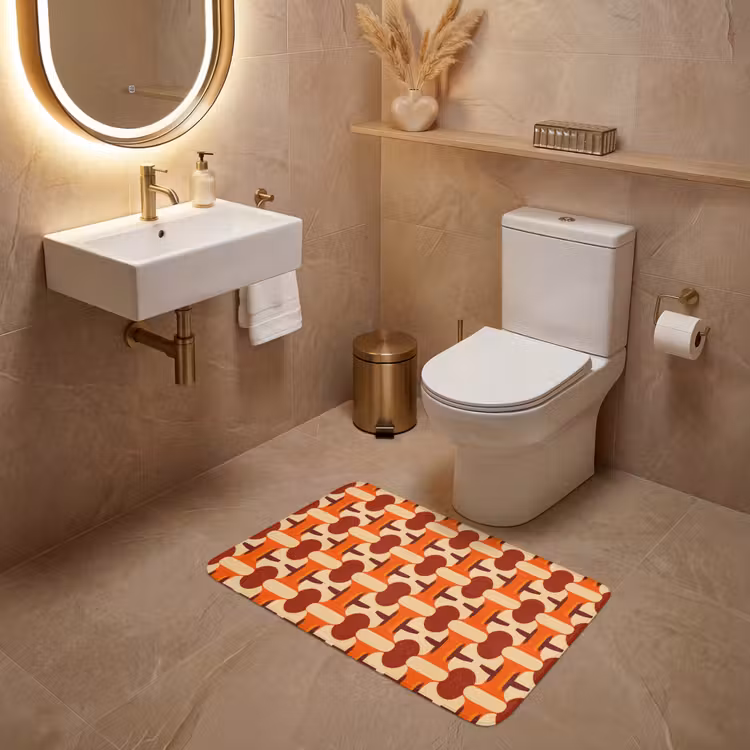 Geometrisch - Retro - Oranje WCmat middel 1009 -sfeer3