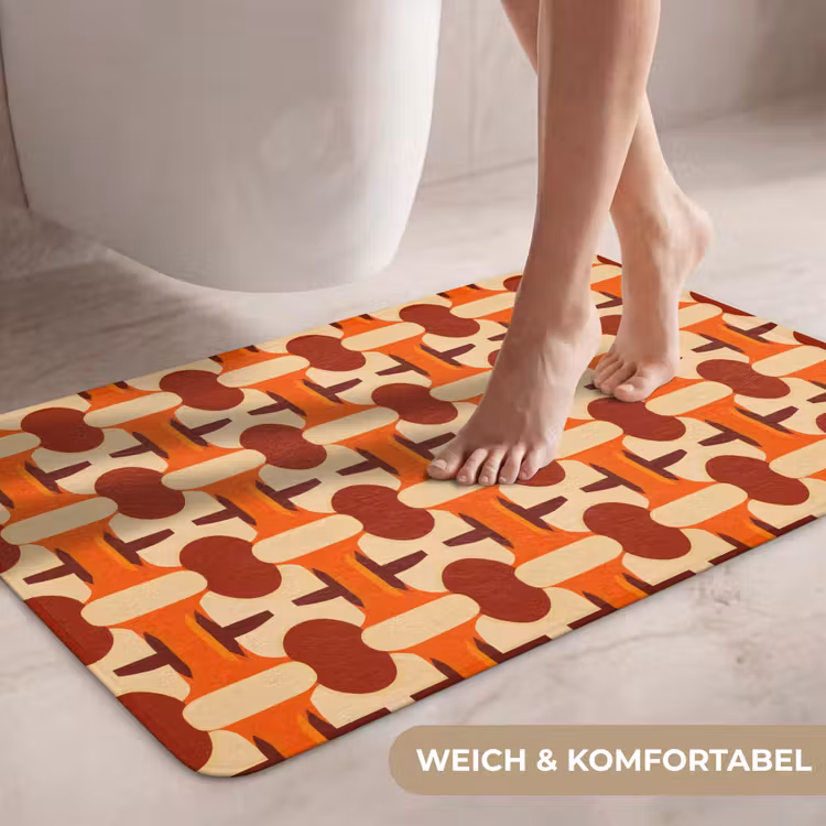 Geometrisch - Retro - Oranje WCmat middel 1009 -USP_ZachtDE
