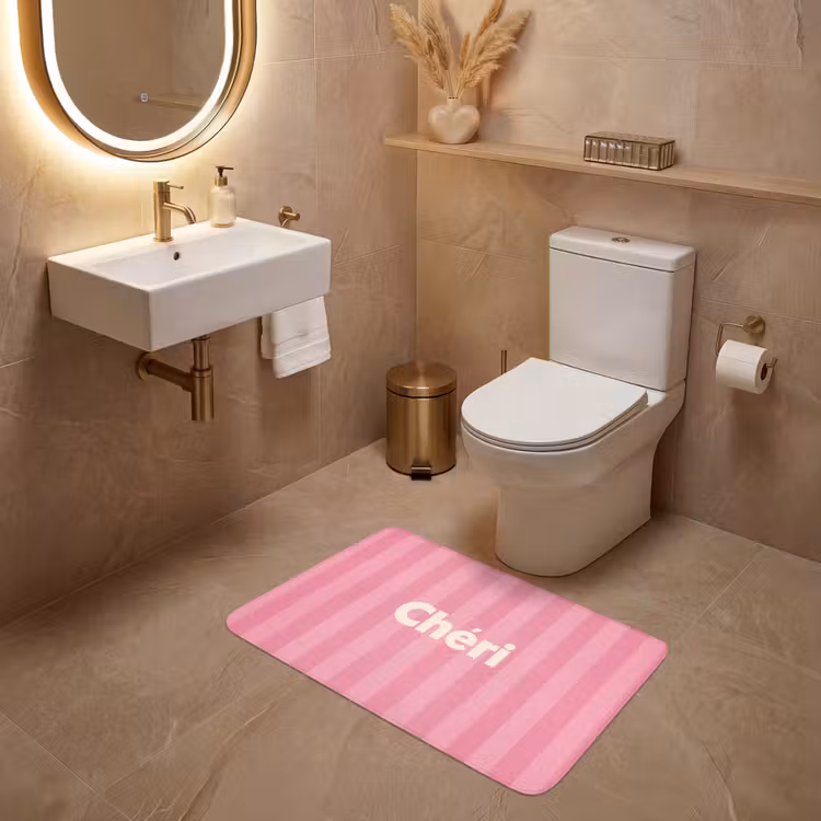 Gestreept - Roze - Chéri WCmat middel -sfeer3