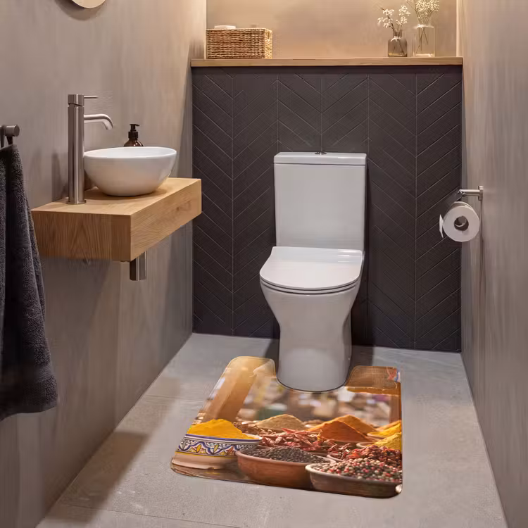 WC Vorleger - Gewürze – Markt – Bunt - Specerijen - Markt - Kleurrijk WCmat U-uitsnede middel