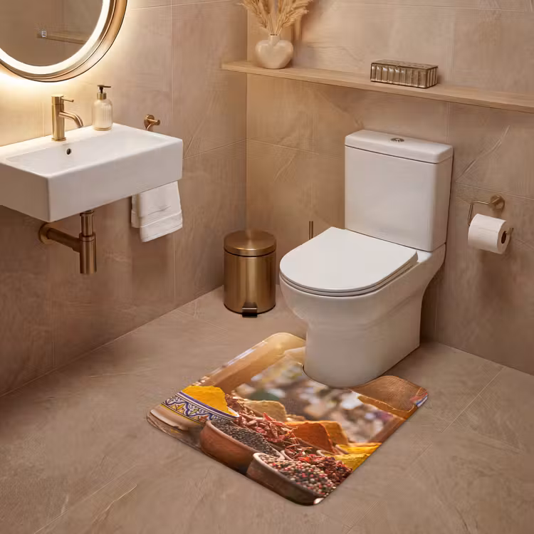 WC Vorleger - Gewürze – Markt – Bunt - Specerijen - Markt - Kleurrijk WCmat U-uitsnede middel