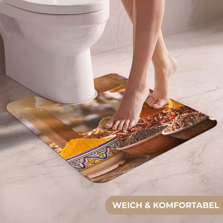 WC Vorleger - Gewürze – Markt – Bunt - Specerijen - Markt - Kleurrijk WCmat U-uitsnede middel